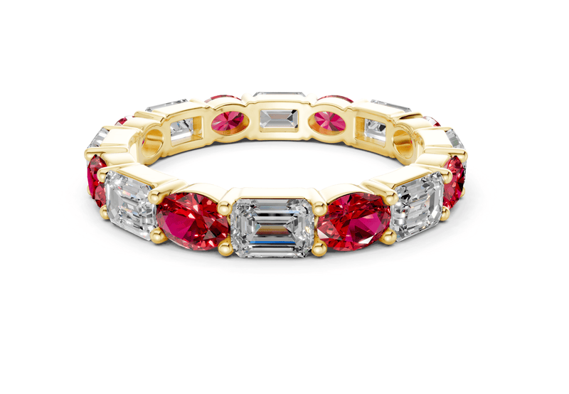 Lex Oval & Emerald Cut Ruby Gemstone Eternity Band 3 Carat Total Wt.