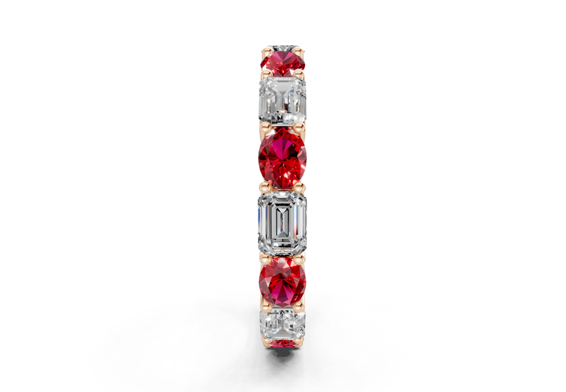Lex Oval & Emerald Cut Ruby Gemstone Eternity Band 3 Carat Total Wt. - Ring Premier