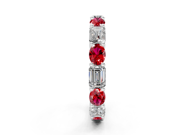Lex Oval & Emerald Cut Ruby Gemstone Eternity Band 3 Carat Total Wt. - Ring Premier