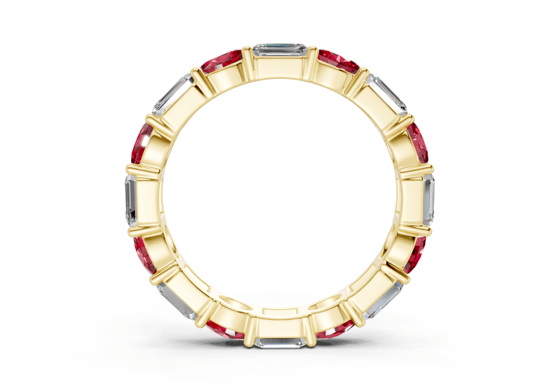 Lex Oval & Emerald Cut Ruby Gemstone Eternity Band 3 Carat Total Wt.