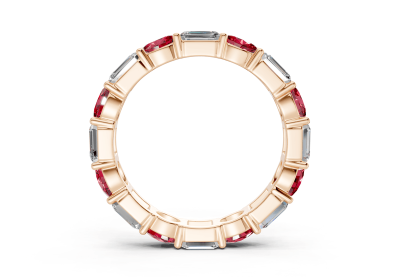 Lex Oval & Emerald Cut Ruby Gemstone Eternity Band 3 Carat Total Wt. - Ring Premier