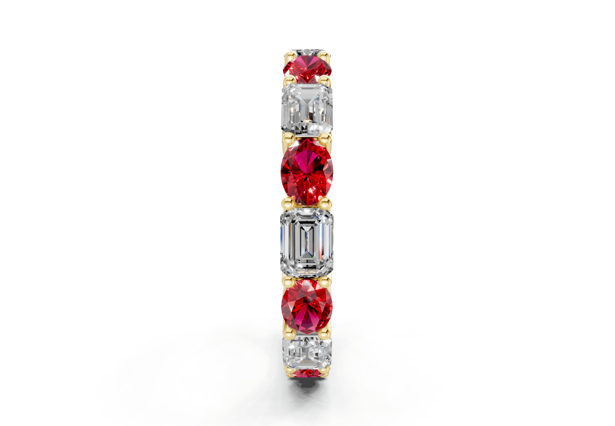 Lex Oval & Emerald Cut Ruby Gemstone Eternity Band 3 Carat Total Wt.