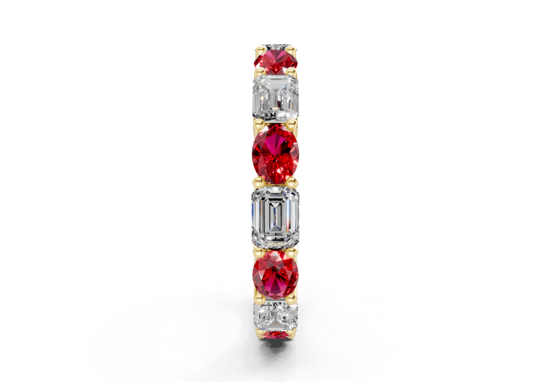 Lex Oval & Emerald Cut Ruby Gemstone Eternity Band 3 Carat Total Wt. - Ring Premier