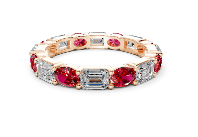 Lex Oval & Emerald Cut Ruby Gemstone Eternity Band 3 Carat Total Wt. - Ring Premier