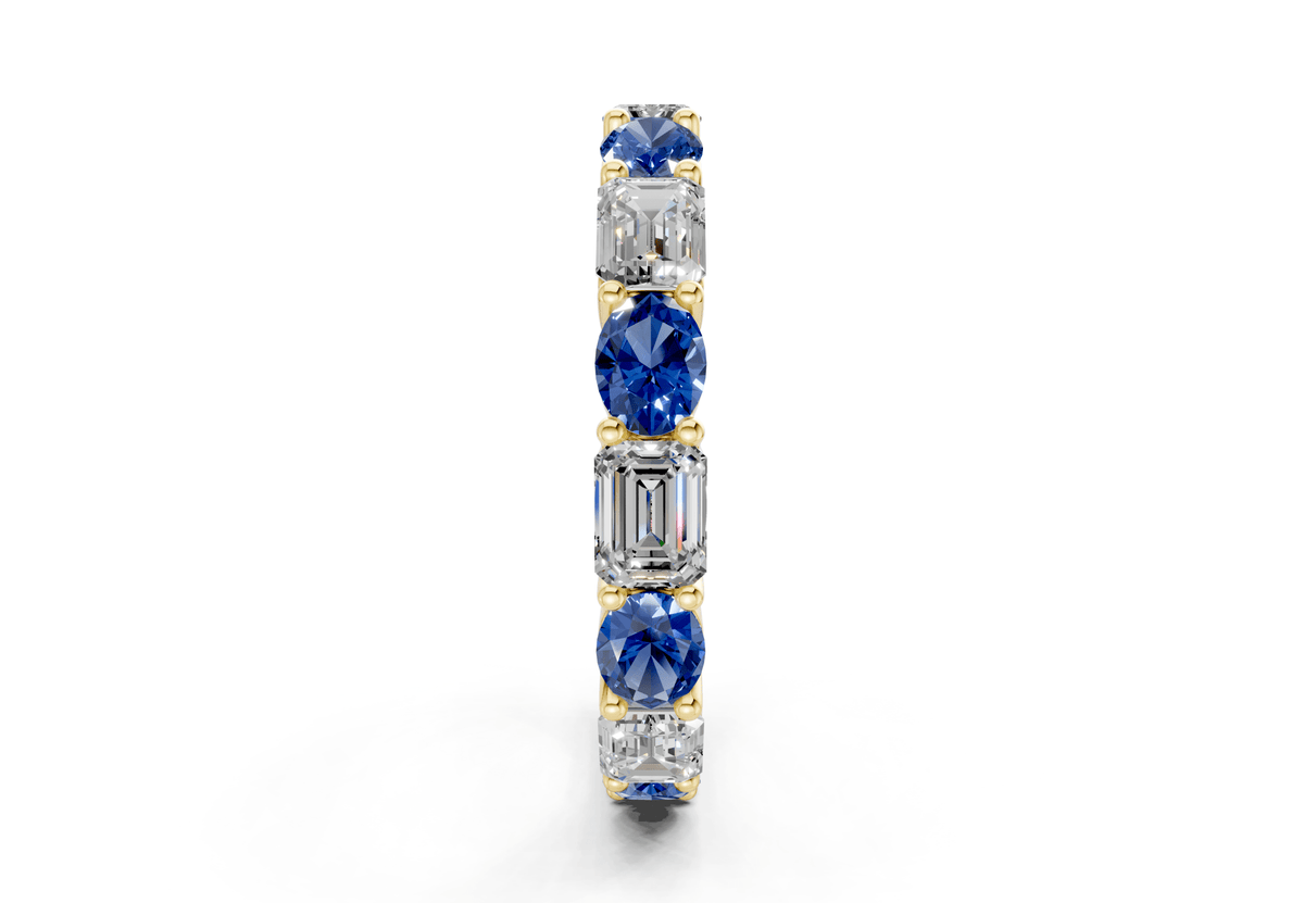 Lex Oval & Emerald Cut Sapphire Gemstone Eternity Band 3 Carat Total Wt.