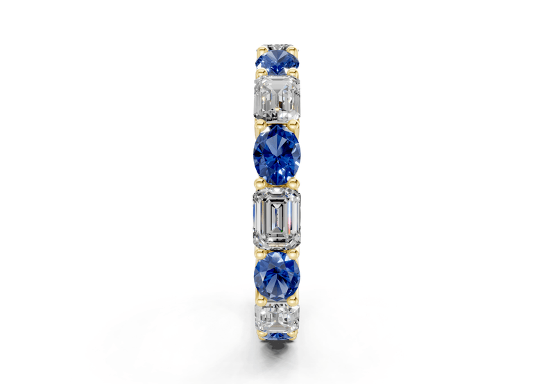 Lex Oval & Emerald Cut Sapphire Gemstone Eternity Band 3 Carat Total Wt. - Ring Premier