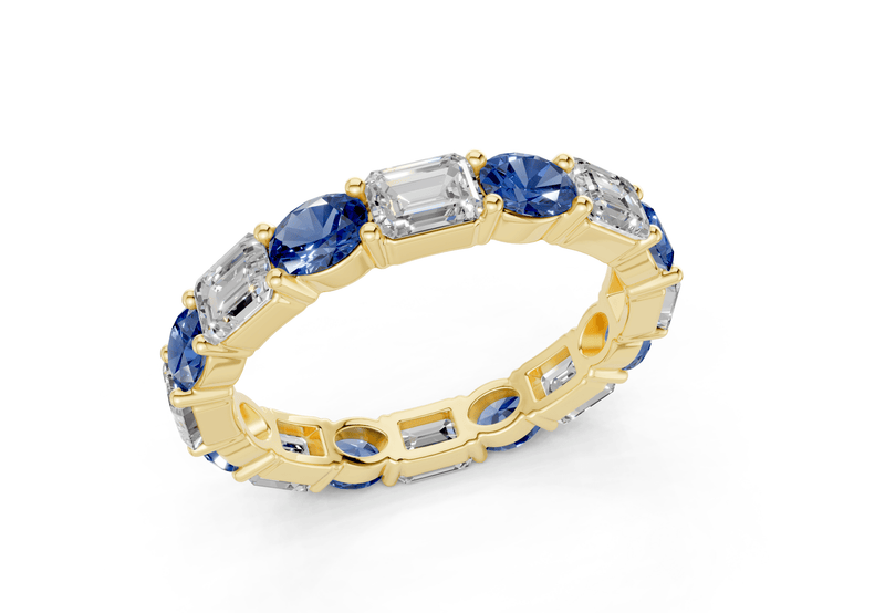 Lex Oval & Emerald Cut Sapphire Gemstone Eternity Band 3 Carat Total Wt. - Ring Premier
