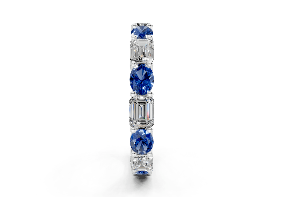 Lex Oval & Emerald Cut Sapphire Gemstone Eternity Band 3 Carat Total Wt.
