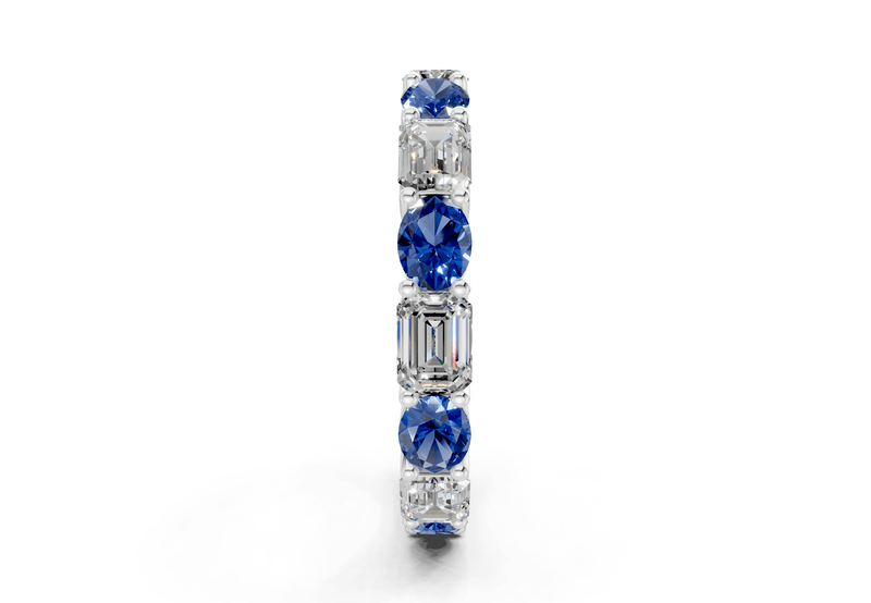 Lex Oval & Emerald Cut Sapphire Gemstone Eternity Band 3 Carat Total Wt. - Ring Premier