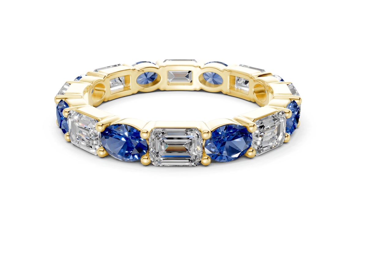 Lex Oval & Emerald Cut Sapphire Gemstone Eternity Band 3 Carat Total Wt.