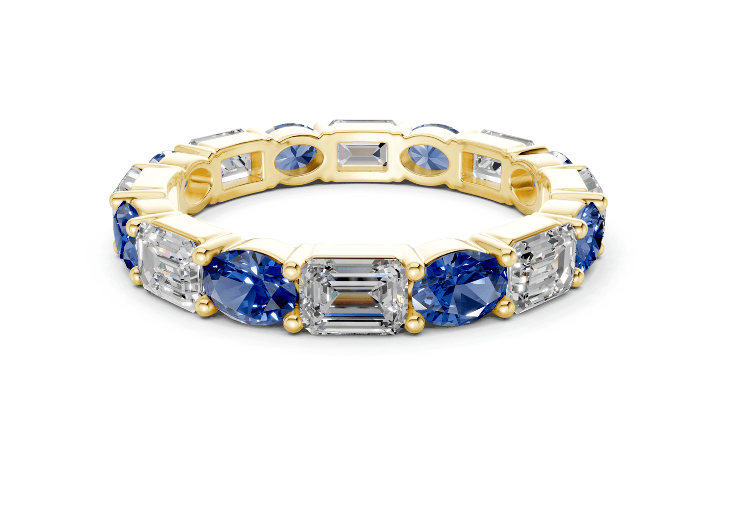 Lex Oval & Emerald Cut Sapphire Gemstone Eternity Band 3 Carat Total Wt. - Ring Premier