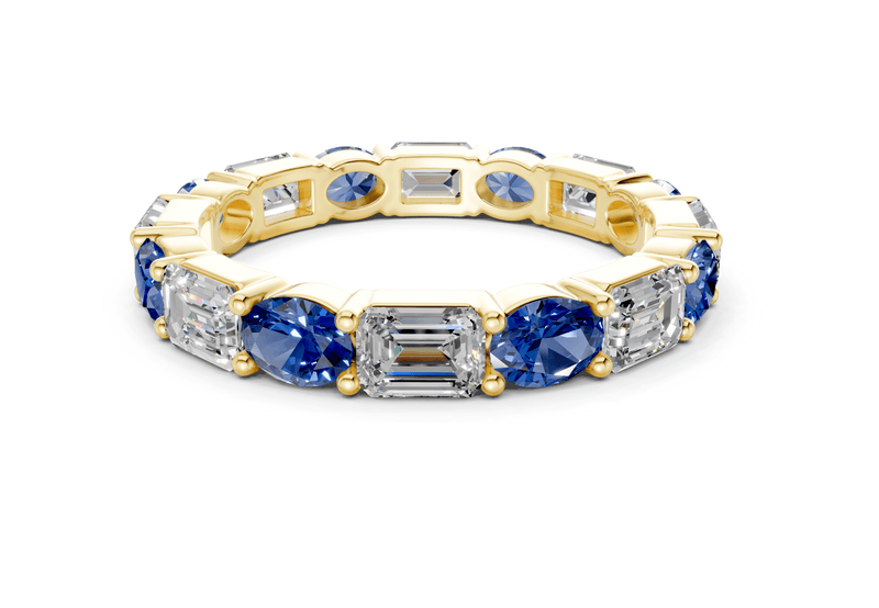 Lex Oval & Emerald Cut Sapphire Gemstone Eternity Band 3 Carat Total Wt.