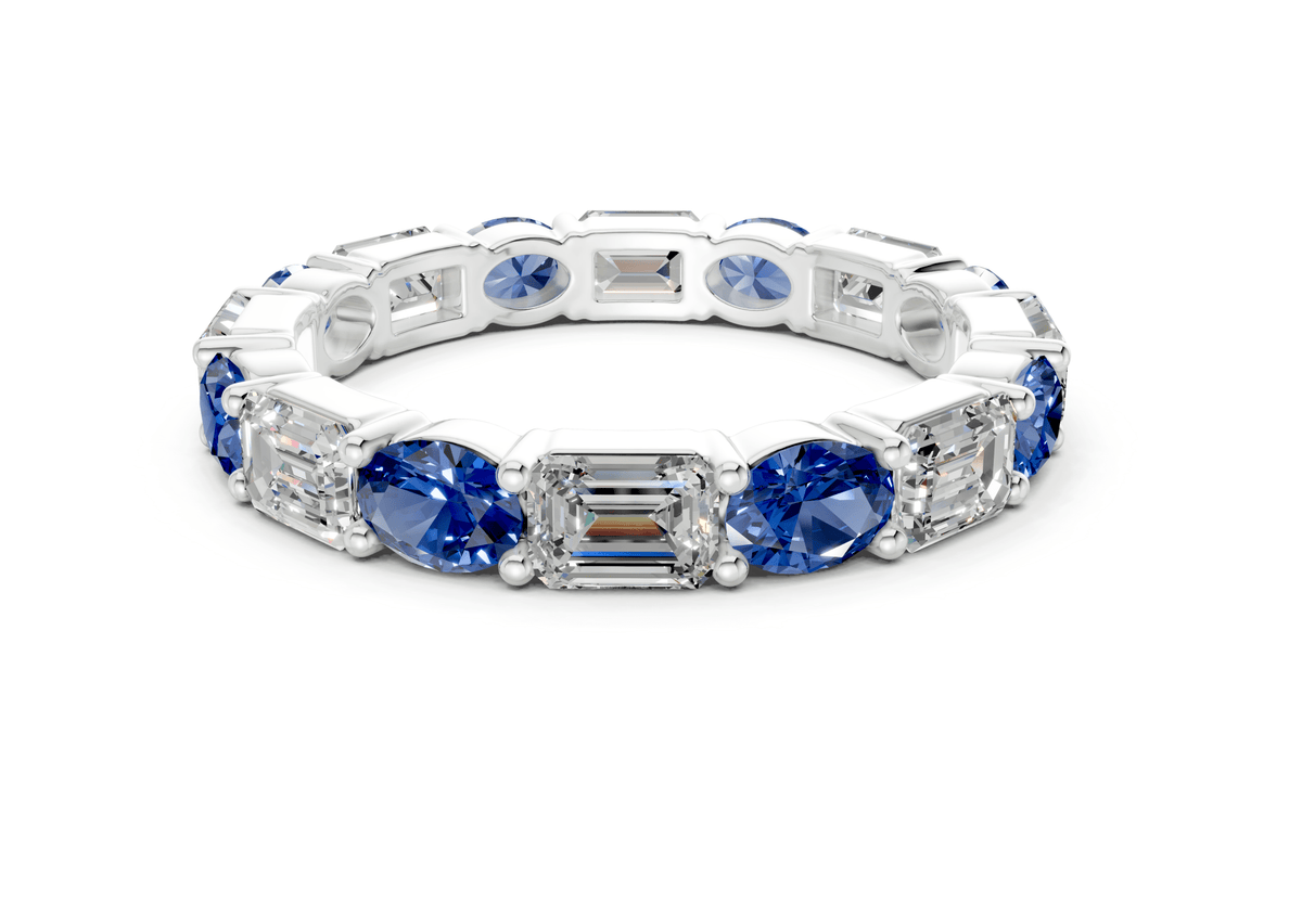 Lex Oval & Emerald Cut Sapphire Gemstone Eternity Band 3 Carat Total Wt.