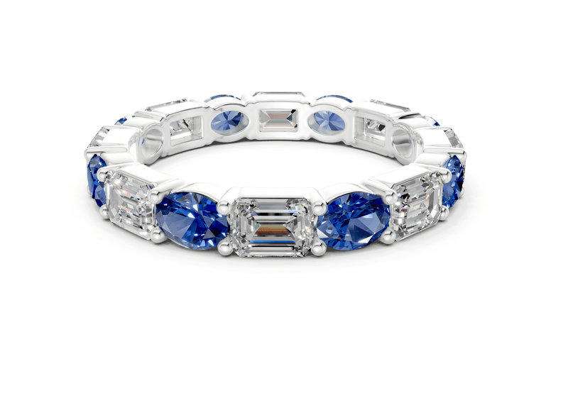 Lex Oval & Emerald Cut Sapphire Gemstone Eternity Band 3 Carat Total Wt. - Ring Premier