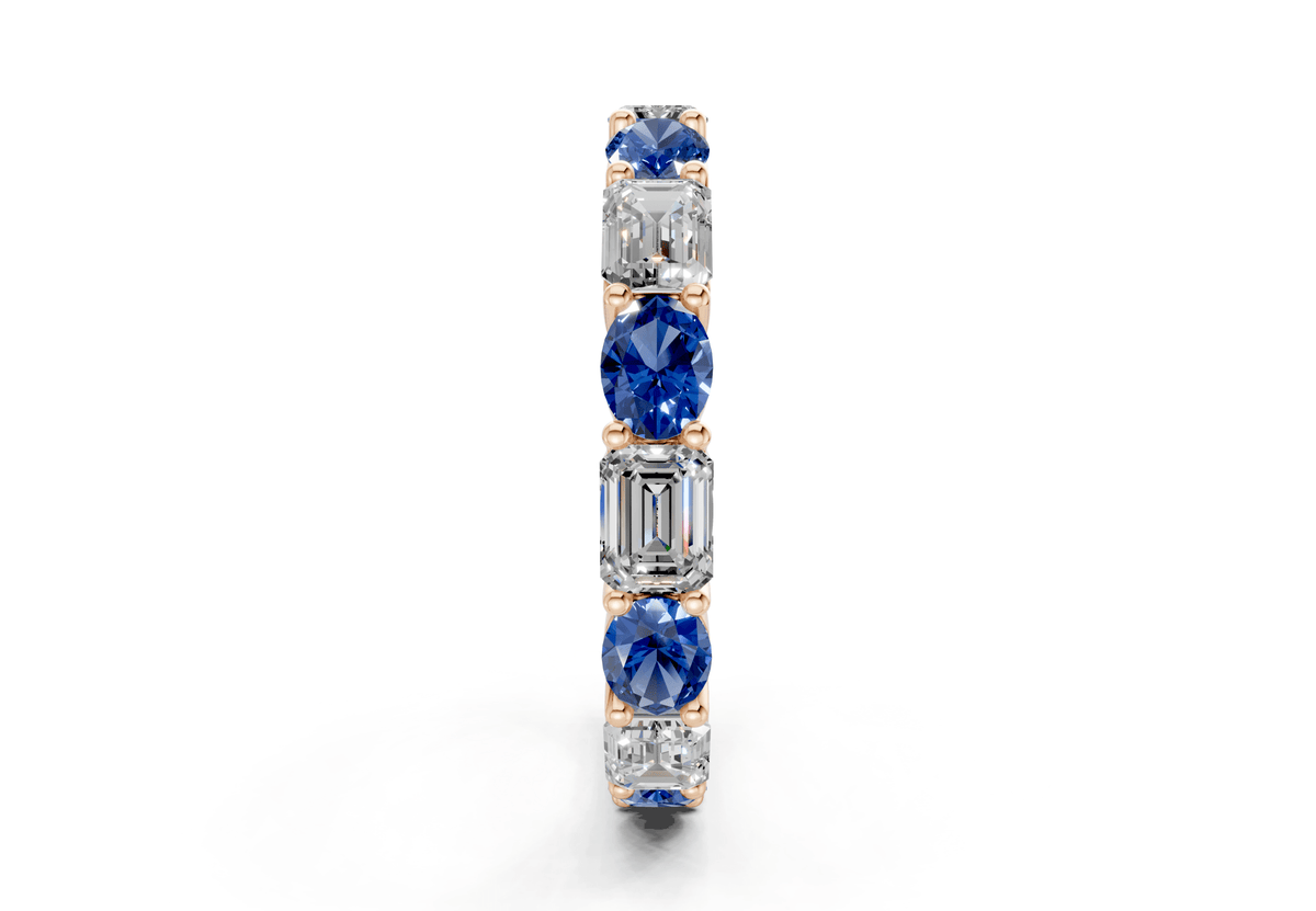 Lex Oval & Emerald Cut Sapphire Gemstone Eternity Band 3 Carat Total Wt.