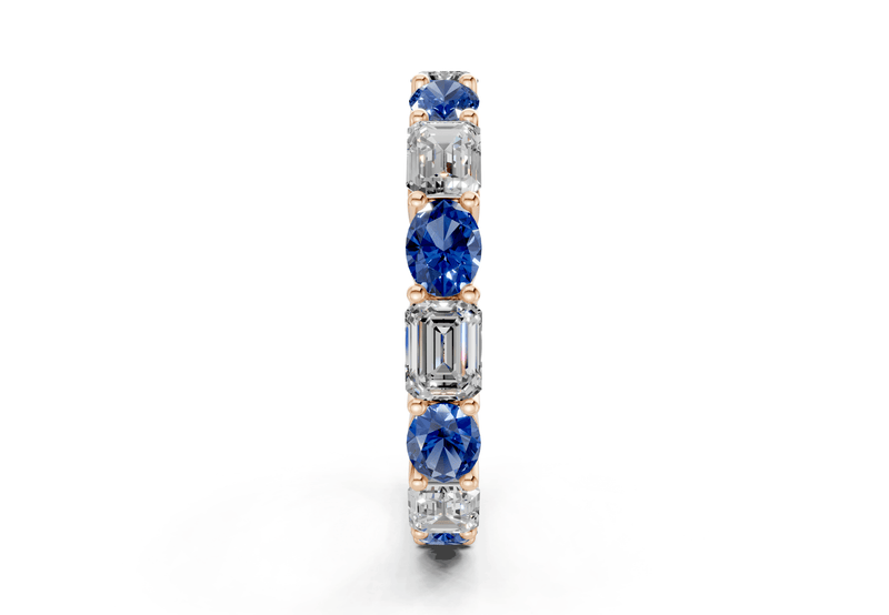 Lex Oval & Emerald Cut Sapphire Gemstone Eternity Band 3 Carat Total Wt. - Ring Premier