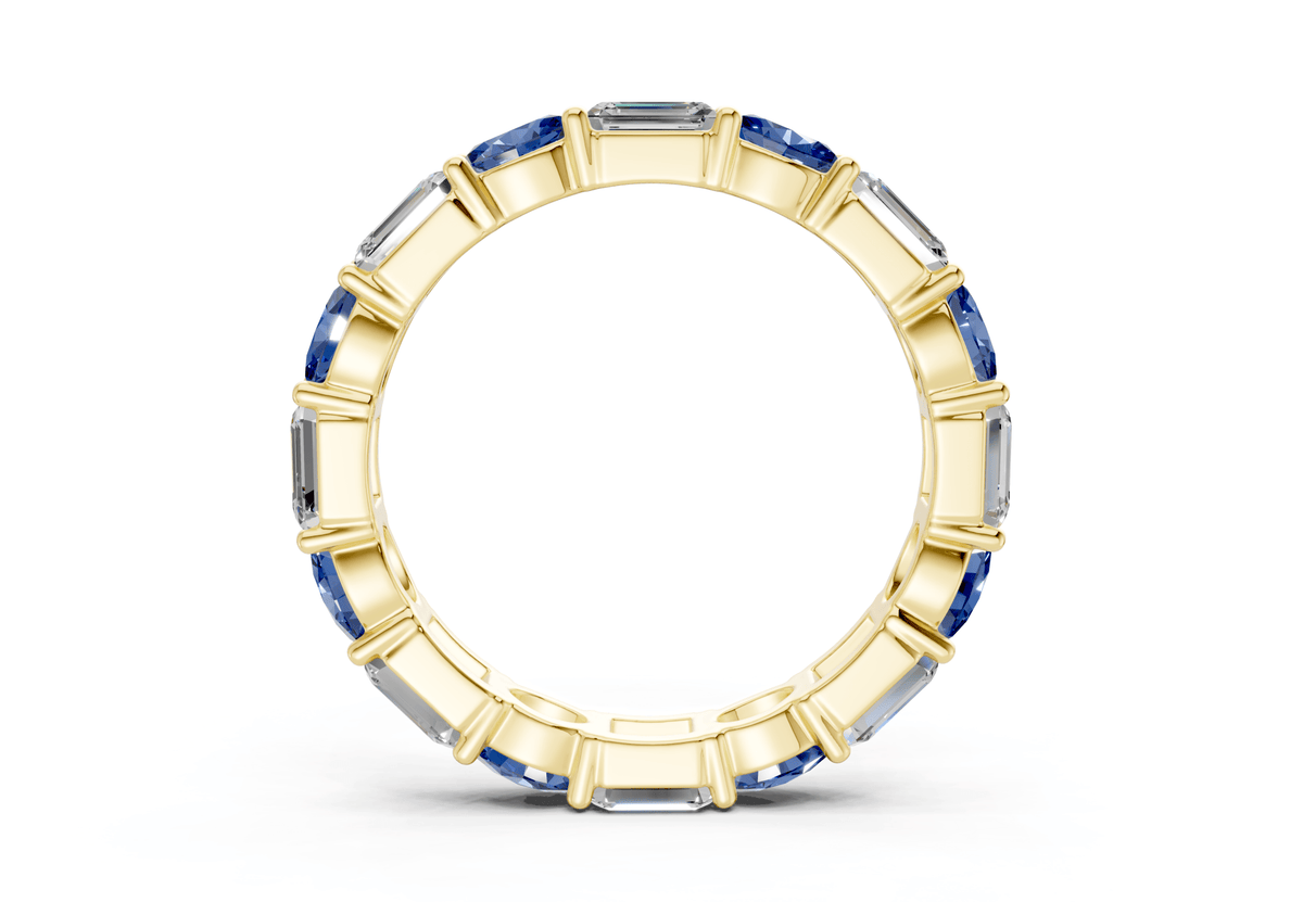Lex Oval & Emerald Cut Sapphire Gemstone Eternity Band 3 Carat Total Wt.