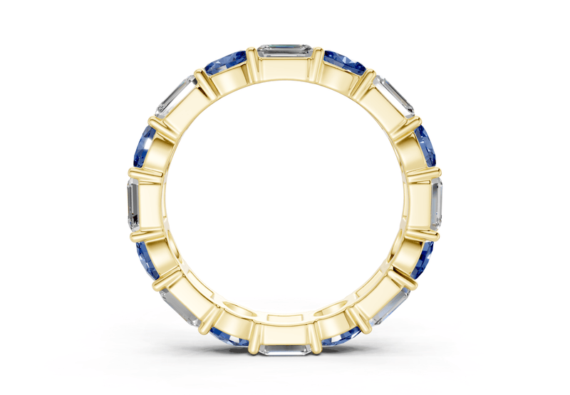 Lex Oval & Emerald Cut Sapphire Gemstone Eternity Band 3 Carat Total Wt.