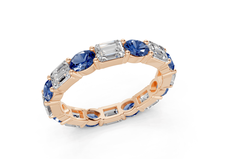 Lex Oval & Emerald Cut Sapphire Gemstone Eternity Band 3 Carat Total Wt. - Ring Premier