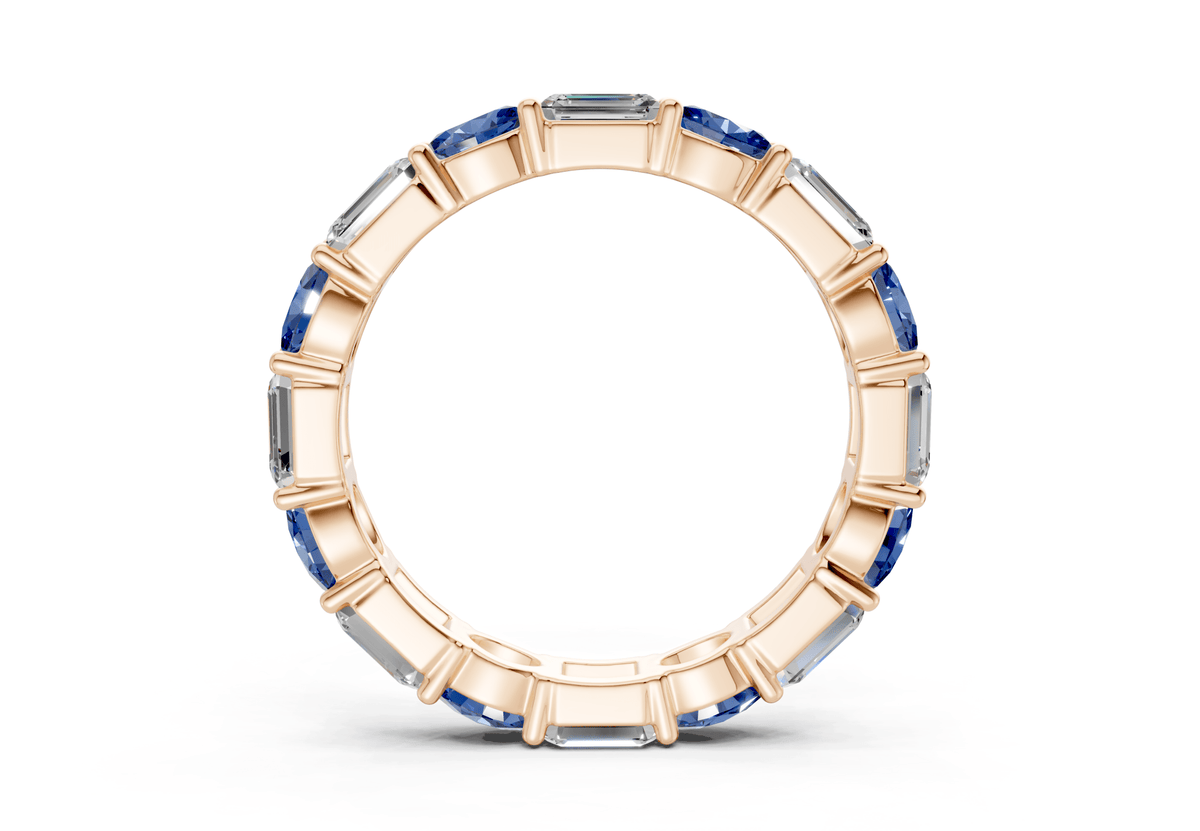 Lex Oval & Emerald Cut Sapphire Gemstone Eternity Band 3 Carat Total Wt.