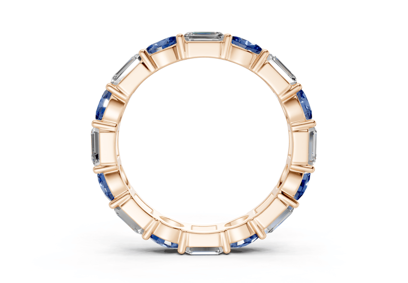 Lex Oval & Emerald Cut Sapphire Gemstone Eternity Band 3 Carat Total Wt. - Ring Premier