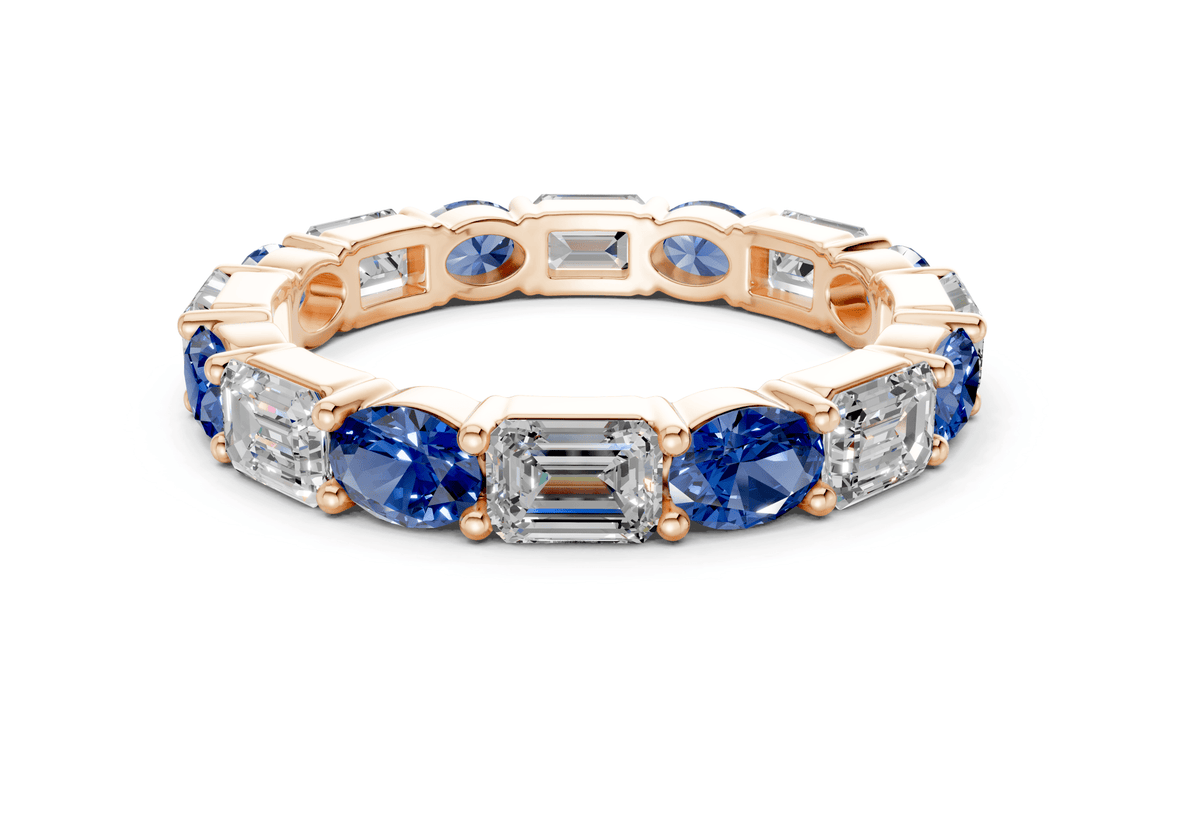Lex Oval & Emerald Cut Sapphire Gemstone Eternity Band 3 Carat Total Wt.