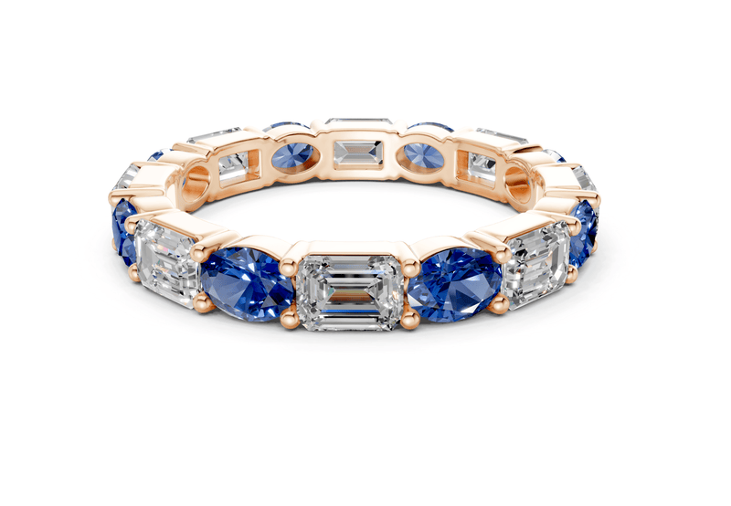 Lex Oval & Emerald Cut Sapphire Gemstone Eternity Band 3 Carat Total Wt. - Ring Premier