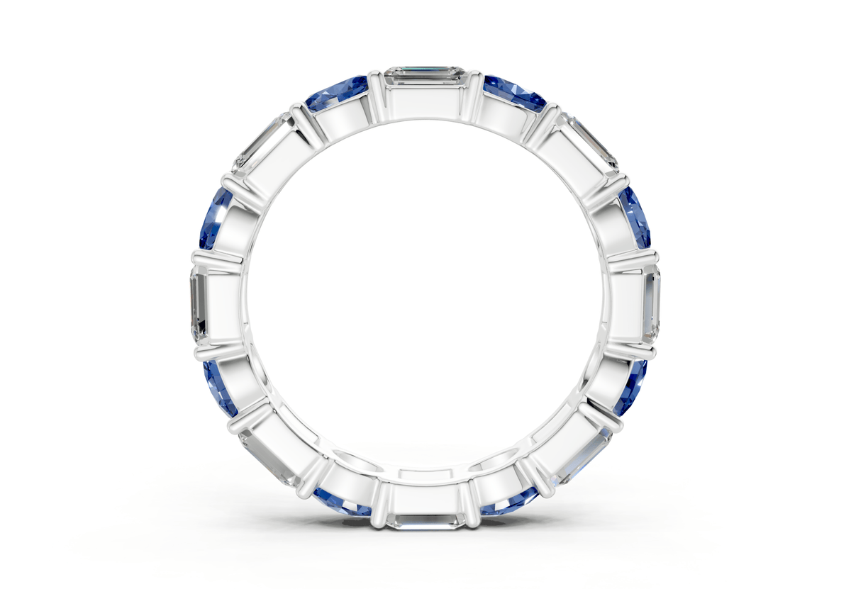 Lex Oval & Emerald Cut Sapphire Gemstone Eternity Band 3 Carat Total Wt.