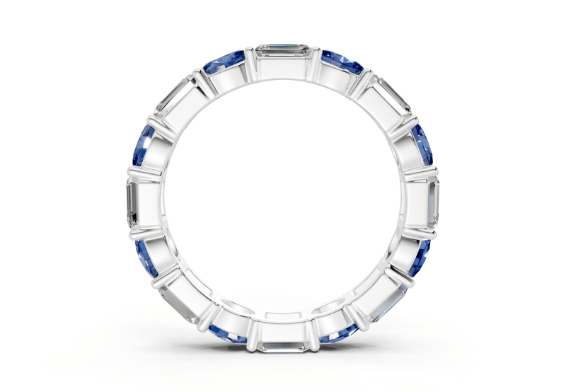 Lex Oval & Emerald Cut Sapphire Gemstone Eternity Band 3 Carat Total Wt. - Ring Premier