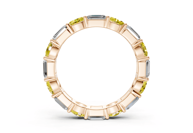 Lex Oval & Emerald Cut Yellow Diamond Eternity Band 3 Carat Total Wt. - Ring Premier