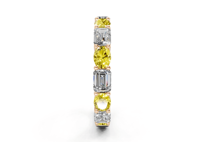 Lex Oval & Emerald Cut Yellow Diamond Eternity Band 3 Carat Total Wt. - Ring Premier