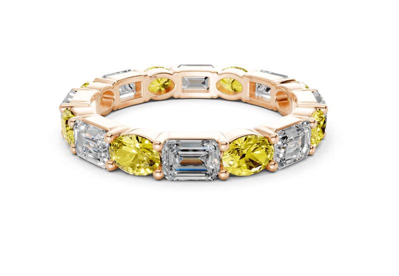 Lex Oval & Emerald Cut Yellow Diamond Eternity Band 3 Carat Total Wt. - Ring Premier