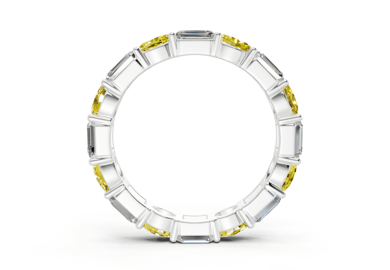 Lex Oval & Emerald Cut Yellow Diamond Eternity Band 3 Carat Total Wt. - Ring Premier