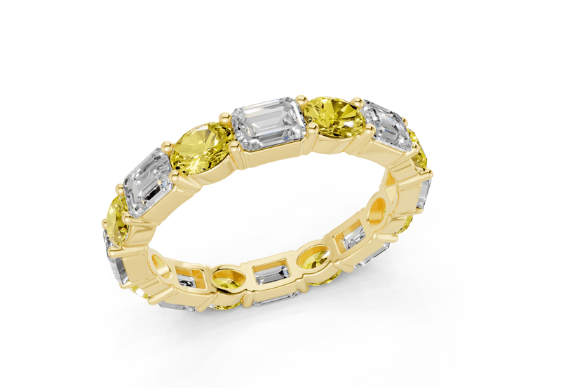 Lex Oval & Emerald Cut Yellow Diamond Eternity Band 3 Carat Total Wt. - Ring Premier