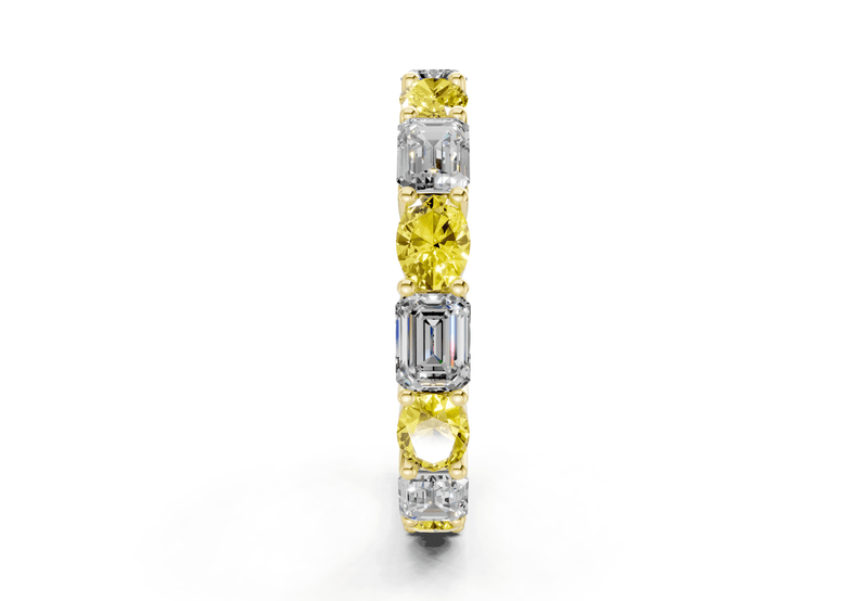 Lex Oval & Emerald Cut Yellow Diamond Eternity Band 3 Carat Total Wt. - Ring Premier