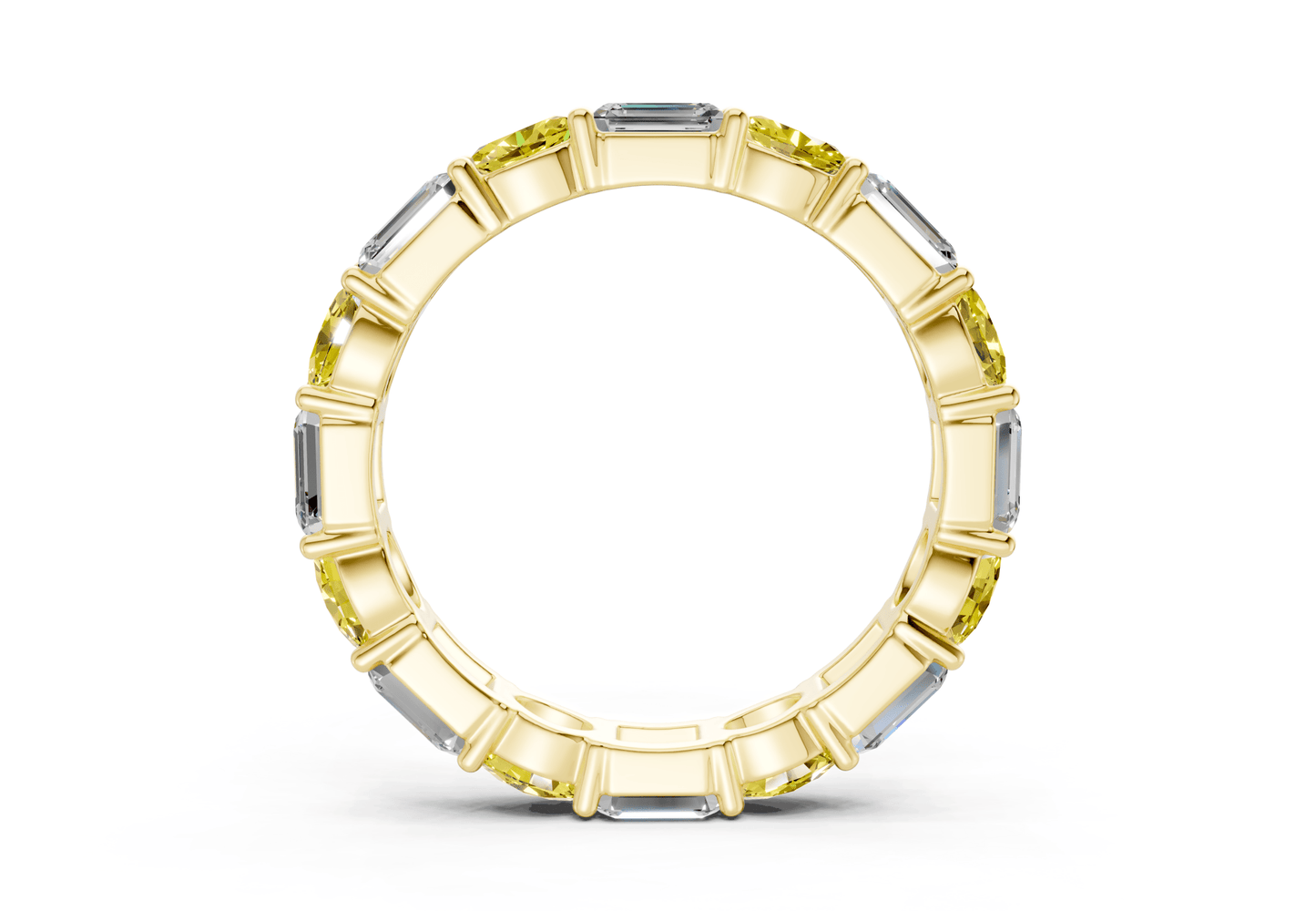 Lex Oval & Emerald Cut Yellow Diamond Eternity Band 3 Carat Total Wt. - Ring Premier