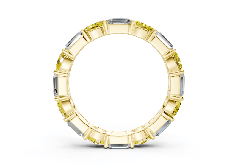 Lex Oval & Emerald Cut Yellow Diamond Eternity Band 3 Carat Total Wt.