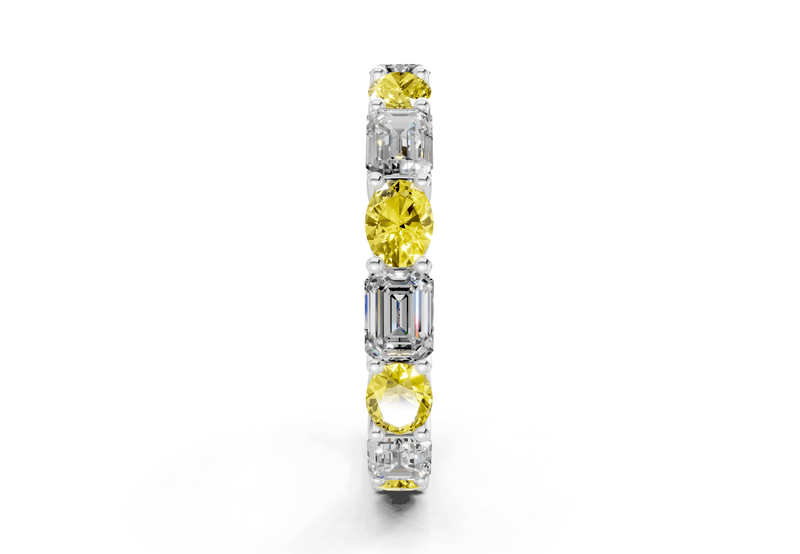 Lex Oval & Emerald Cut Yellow Diamond Eternity Band 3 Carat Total Wt. - Ring Premier