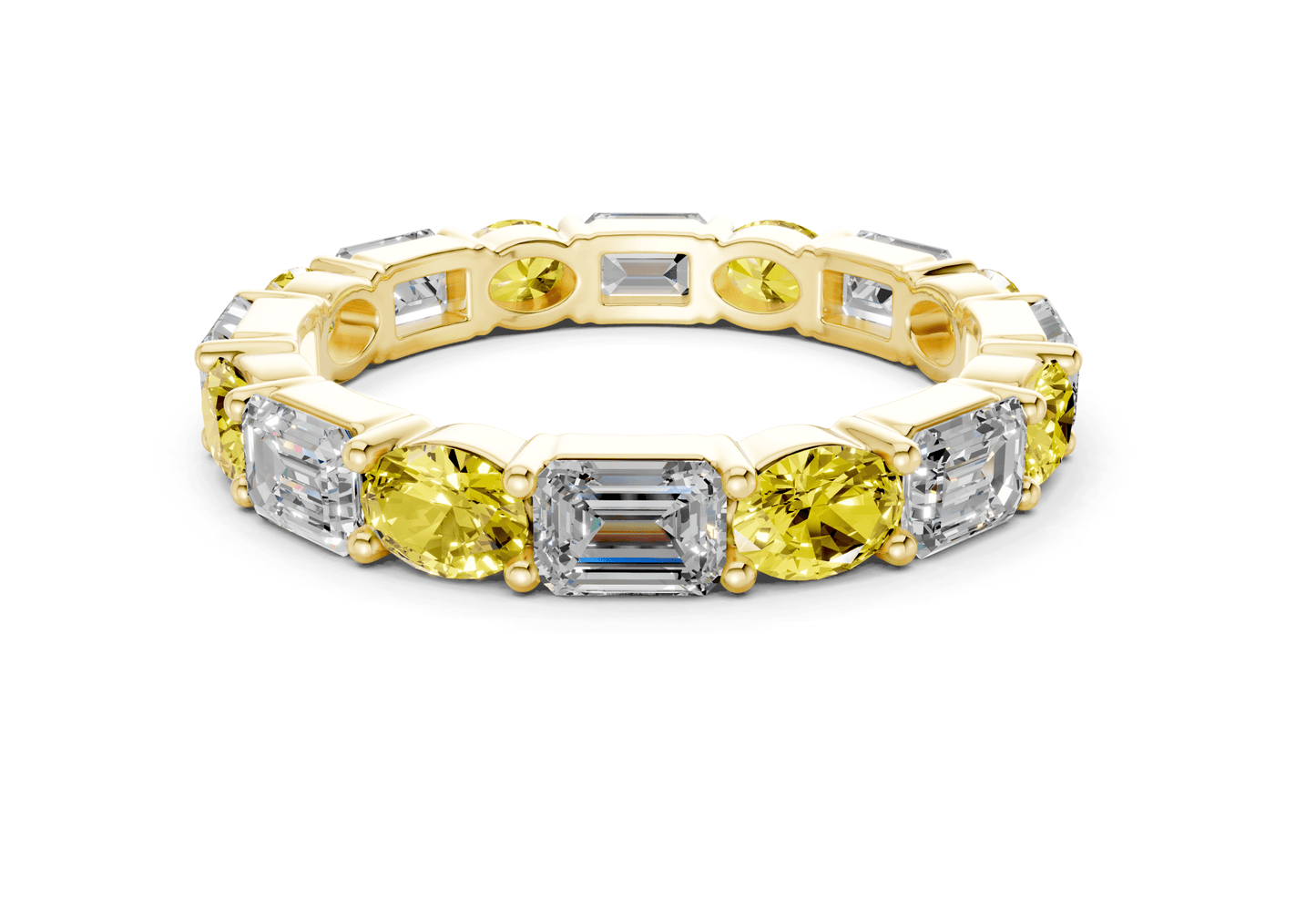 Lex Oval & Emerald Cut Yellow Diamond Eternity Band 3 Carat Total Wt. - Ring Premier