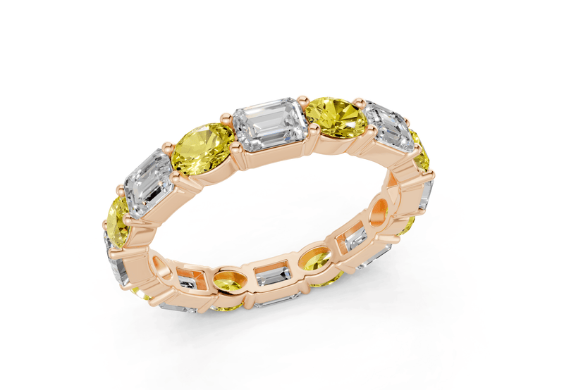 Lex Oval & Emerald Cut Yellow Diamond Eternity Band 3 Carat Total Wt. - Ring Premier