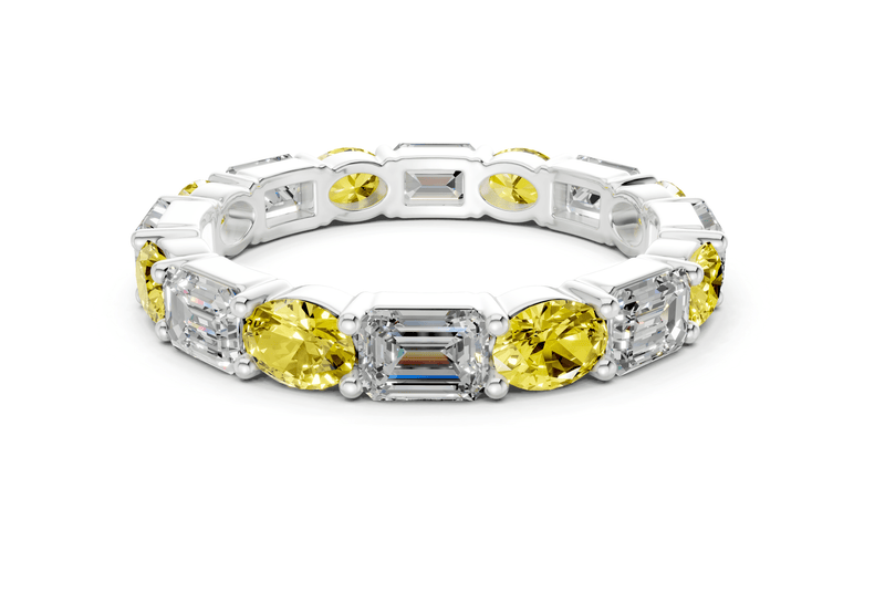 Lex Oval & Emerald Cut Yellow Diamond Eternity Band 3 Carat Total Wt. - Ring Premier