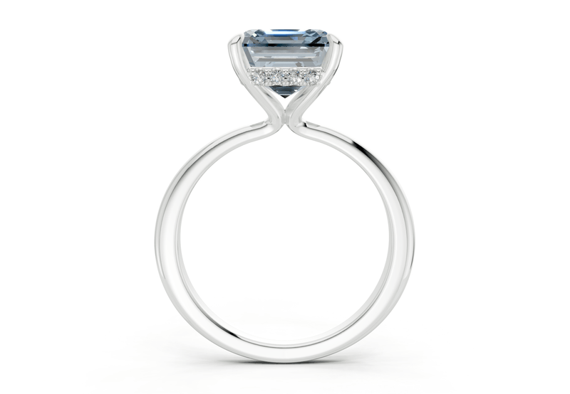 Marlowe Blue Diamond Solitaire Asscher Cut 1.6mm Engagement Ring - Ring Premier