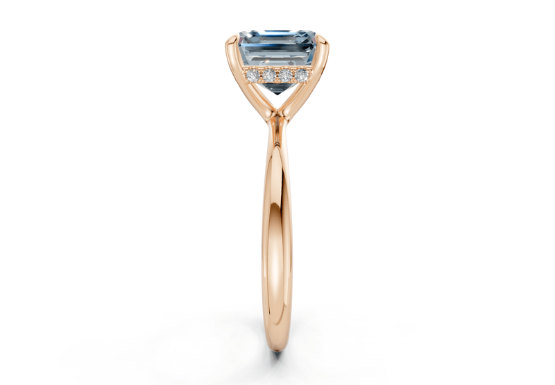 Marlowe Blue Diamond Solitaire Asscher Cut 1.6mm Engagement Ring - Ring Premier