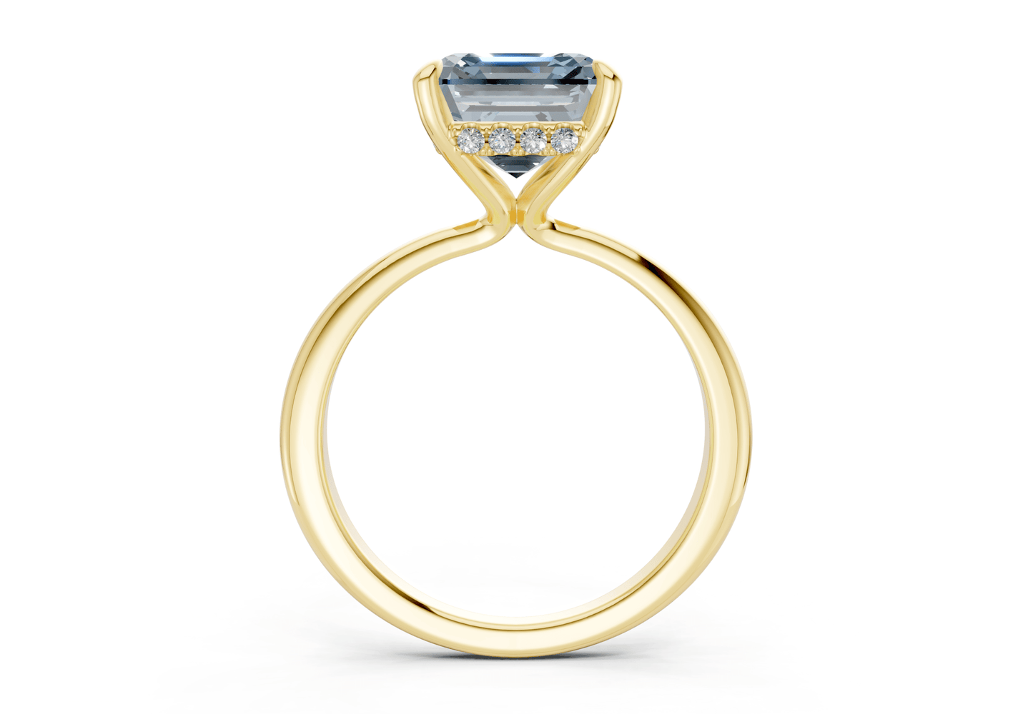 Marlowe Blue Diamond Solitaire Asscher Cut 1.6mm Engagement Ring - Ring Premier