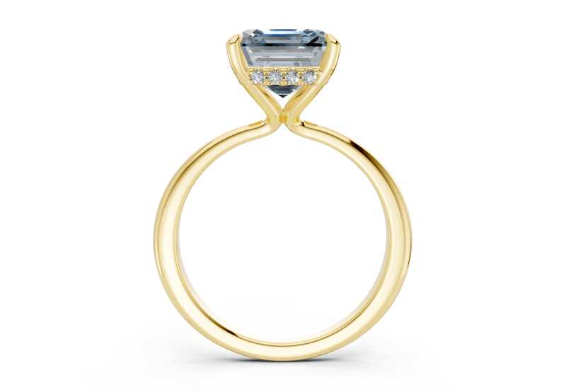 Marlowe Blue Diamond Solitaire Asscher Cut 1.6mm Engagement Ring