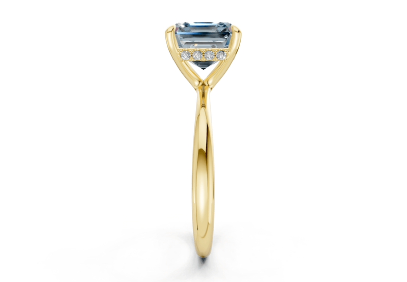 Marlowe Blue Diamond Solitaire Asscher Cut 1.6mm Engagement Ring - Ring Premier
