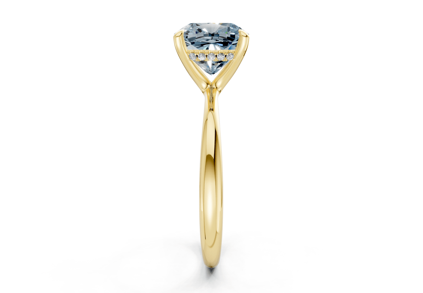Marlowe Blue Diamond Solitaire Cushion Squareuare Cut 1.6mm Engagement Ring