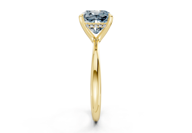 Marlowe Blue Diamond Solitaire Cushion Squareuare Cut 1.6mm Engagement Ring - Ring Premier
