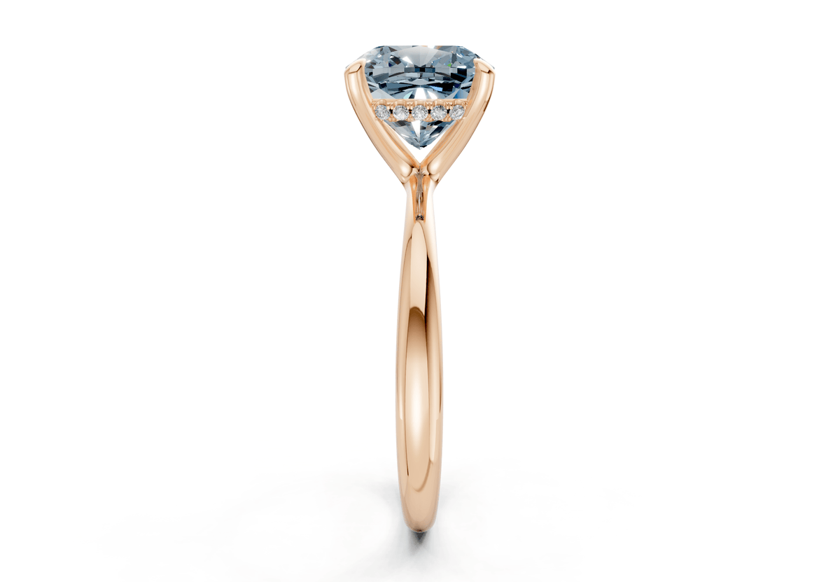 Marlowe Blue Diamond Solitaire Cushion Squareuare Cut 1.6mm Engagement Ring