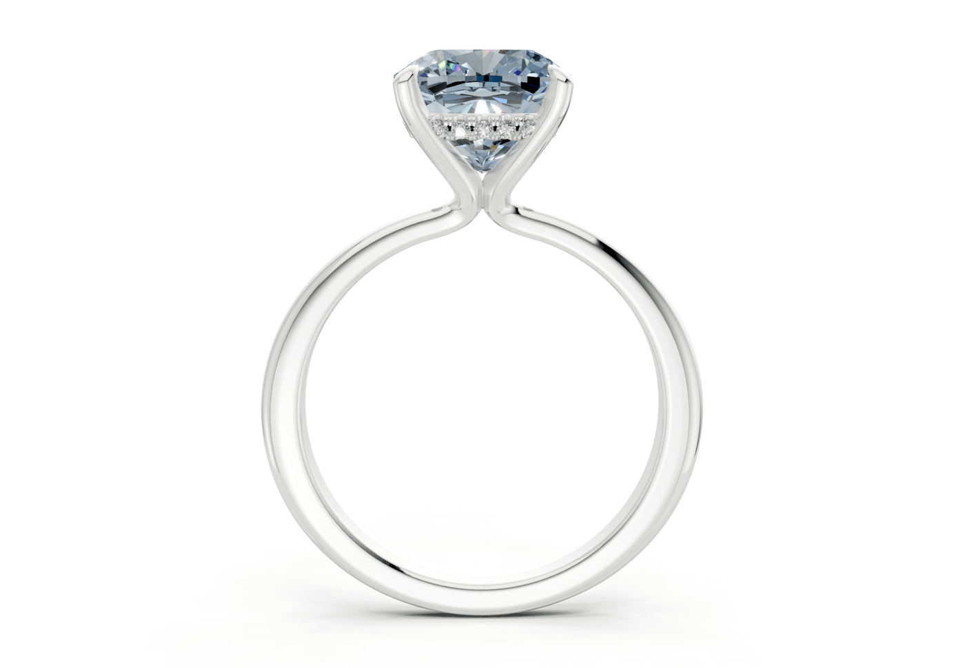 Marlowe Blue Diamond Solitaire Cushion Squareuare Cut 1.6mm Engagement Ring